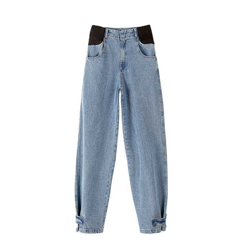 VANOVICH Korean Spring and Summer High Waist Washed Loose Straight Blue Casual Jeans Wide Leg Trousers 210615
