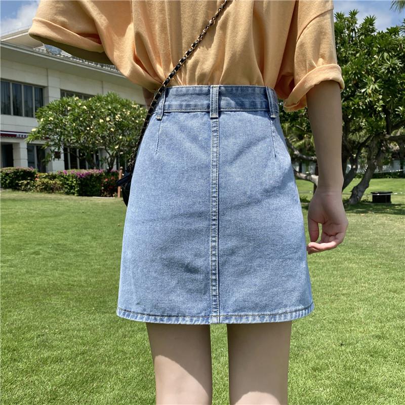 Skirts 2022 Summer Women Korean Fashion Short Jeans Mini Loose Blue With Pockets High Waist Casual Denim Vintage Female Y2K