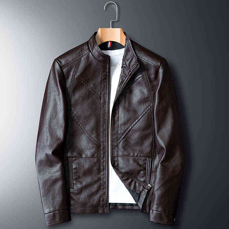 Spring Autumn Men Leather Jackets Classic Slim Fit Male PU Leather Coats Motorcycle Biker Streetwear Smart Casual Coats Male 211111