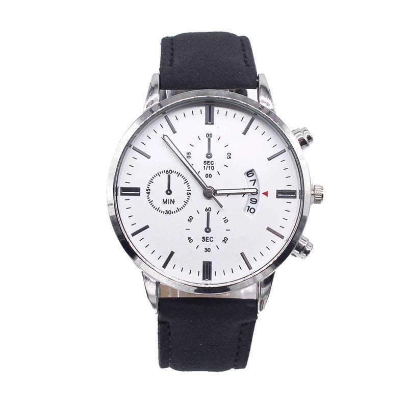 Men Watch Bracelet Set Fashion Sport Wrist Watch Alloy Case Leather Band Watch Quartz Business Wristwatch calendar Clock Gift 210630
