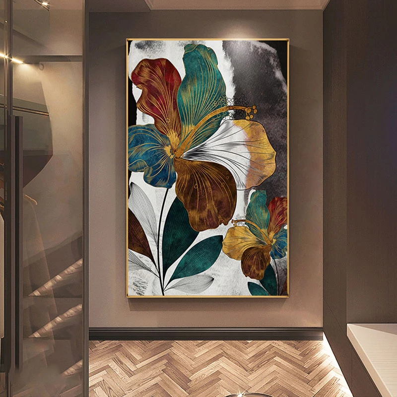 Nordic Modern Abstract Leaf Flower Wall Art Canvas Painting Plant Posters and Prints Wall Decoration Picture for Living Room