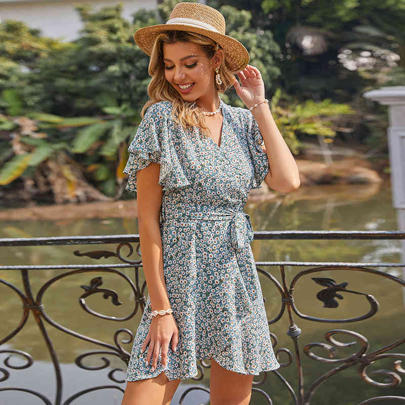 women floral printed summer dress Butterfly Sleeve v-neck ruffled A-line es for female holidays chiffon ladys 210524, Green
women floral printed summer dress Butterfly Sleeve v-neck ruffled A-line es for female holidays chiffon ladys 210524, Green
