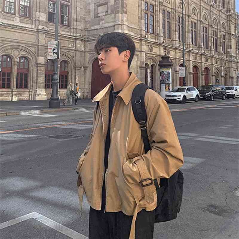 IEFB /men's wear spring jacket Korean style trendy handsome vintage high street zipper short coat male loose 9Y3457 210524