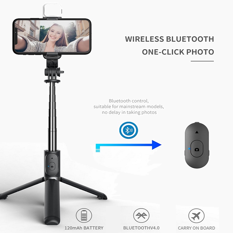 Q02S Wireless Bluetooth-compatible Selfie Stick Foldable Mini Tripod Shutter Remote Control for Ios Android