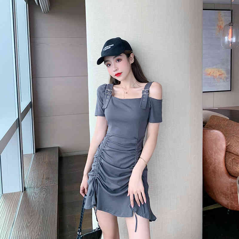Summer Dress Women Sexy Off Shoulder Short Sleeve Slim Elastic Bodycon High Waist Party Dresses 210519