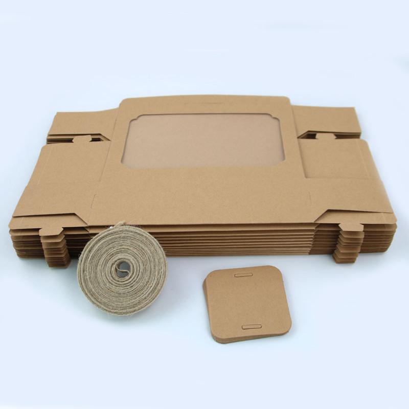 Gift Wrap 6Pcs White Black Kraft Paper Box Candy Packaging Cookies Treats Boxes With Window Christmas Decor Wedding Party Favor