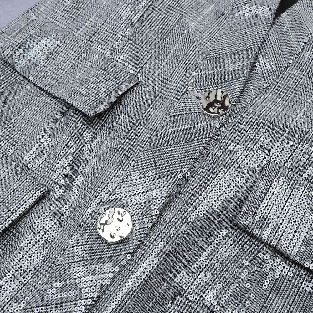 Women's Summer Fashion Elegant Long Sleeve Sequined Silver Glittering Ladies Dress Sexy Party Vestidos 210525