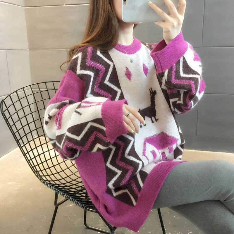 Women Sweater pullover autumn winter plus size women fat sister Korean version loose thin lazy student top 100 kg sweater 210526, Rose red
Women Sweater pullover autumn winter plus size women fat sister Korean version loose thin lazy student top 100 kg sweater 210526, Rose red