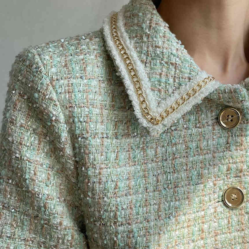 Women's Elegant Party Dress Fashion Casual Tweed Woolen Lapel Short Sleeve Summer Vestidos 210520