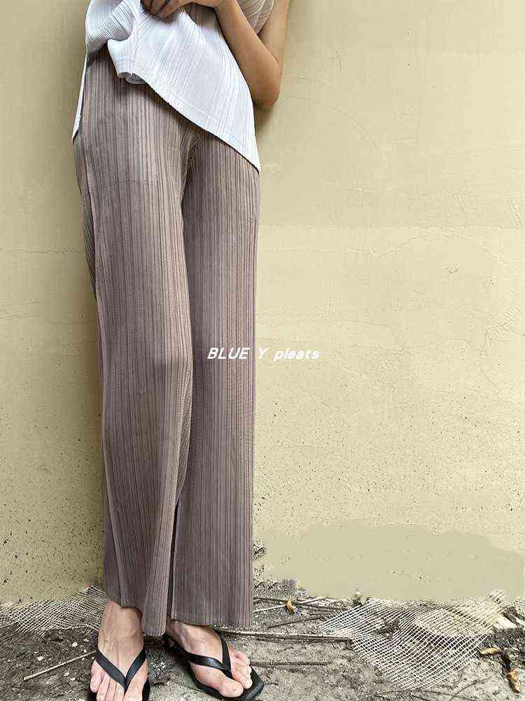 Miyake pleated pants women fall clothing color summer Korean high waist casual classic basic Ankle-Length straight 211115