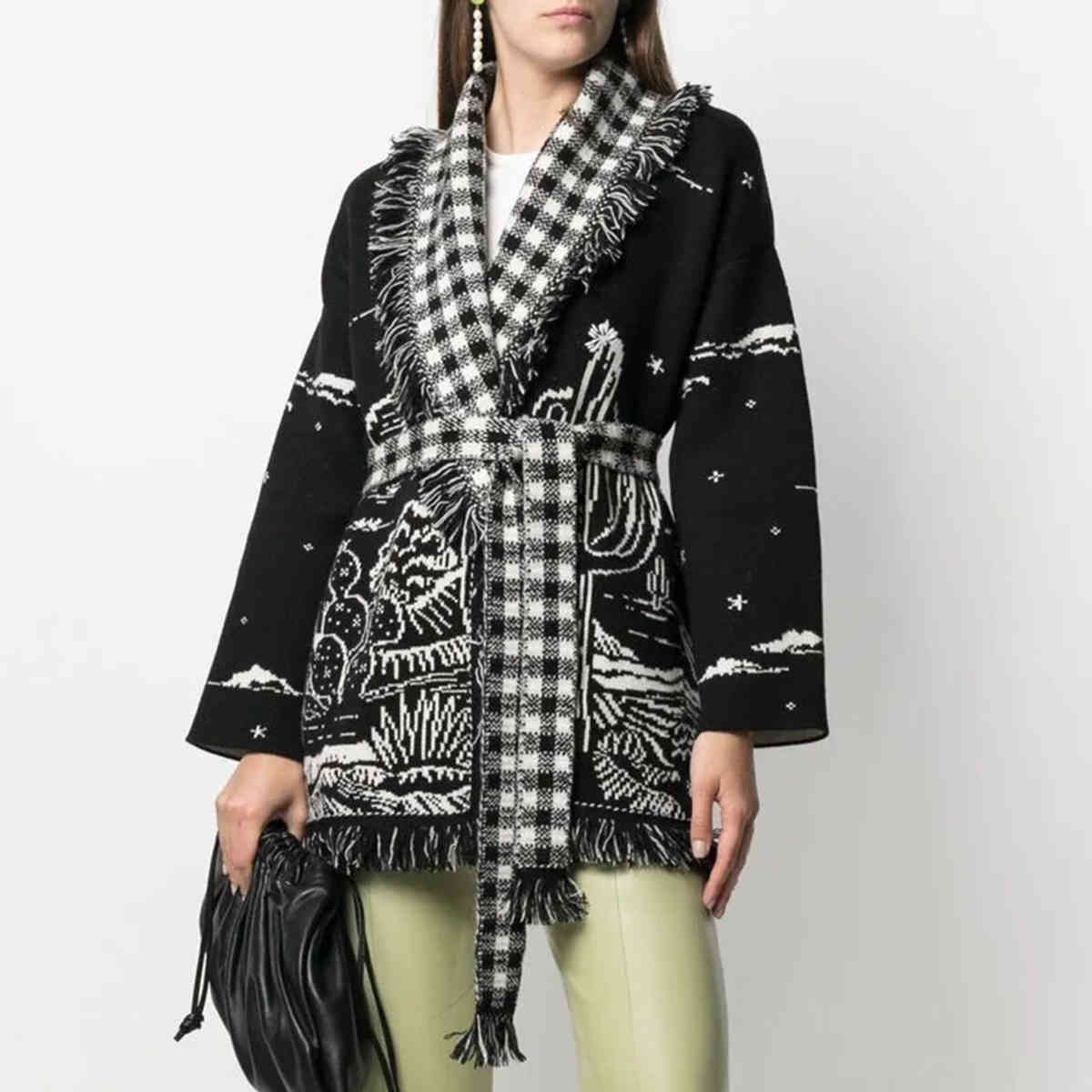 Women' Sweaters Autumn Winter Women Cardigan Jacket Boho Tassel Lapel Graffiti Jacquard Cashmere Knitted Sweater Outerwear Z2C4, Black
Women' Sweaters Autumn Winter Women Cardigan Jacket Boho Tassel Lapel Graffiti Jacquard Cashmere Knitted Sweater Outerwear Z2C4, Black
