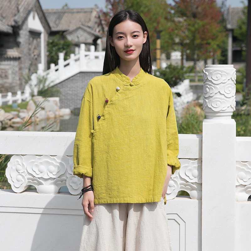 Johnature Solid Color Retro Plate Buckle Stand Cotton Linen Shirt Autumn Winter Loose Comfortable All-match Women Tops 210521, Gray
Johnature Solid Color Retro Plate Buckle Stand Cotton Linen Shirt Autumn Winter Loose Comfortable All-match Women Tops 210521, Gray