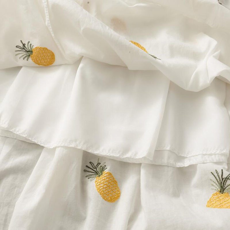 Women Summer Dress Sweet Square collar Pineapple Print Dresses Ruffles A-line High Waist Dress Elegant Vestidos Clothes 210521