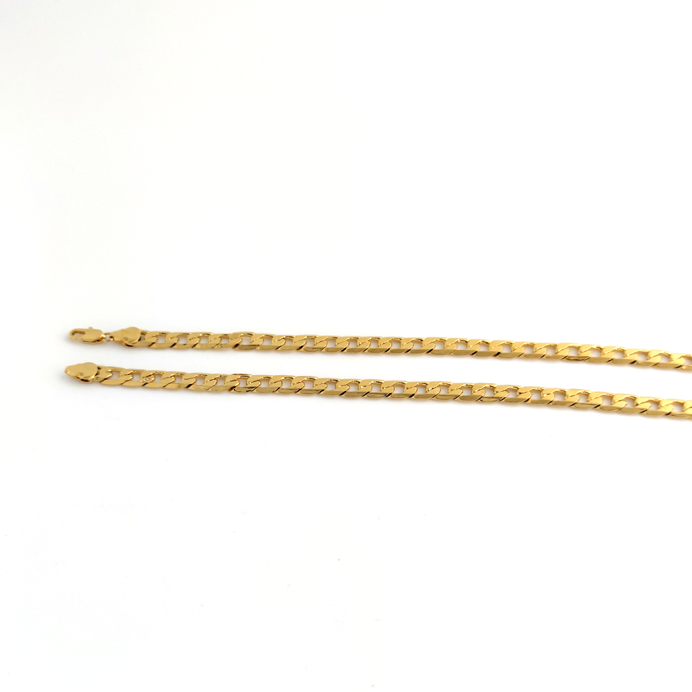 18K Solid Yellow GF Gold Curb Cuban Link Chain Necklace HipHop Italian Stamp AU750 Men039s Women 7mm 750 MM 75 CM long 29 INC