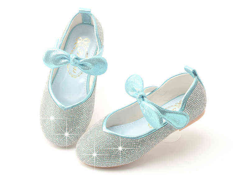 Cute Kids Girls Shoes Leather Princess for Casual Glitter Diamond Bow Children Loafers 211230