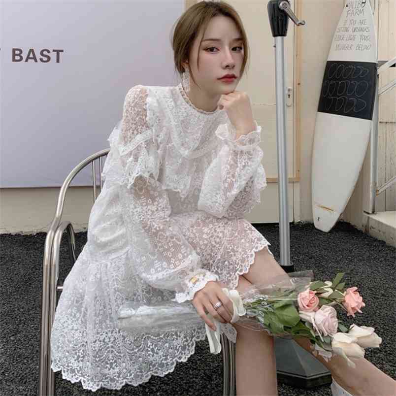 Fashion Hollow Out Embroidery Lace Dress Spring Elegant Women Ruffles Long Sleeve Loose Casual Mini 210519, White
Fashion Hollow Out Embroidery Lace Dress Spring Elegant Women Ruffles Long Sleeve Loose Casual Mini 210519, White
