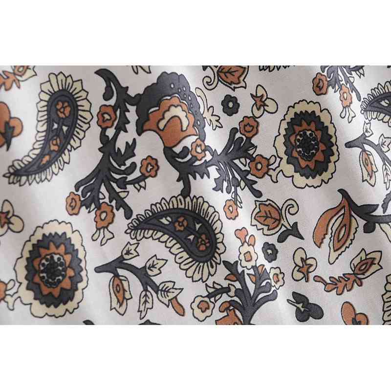 Bohemia Paisley Floral Print Long Skirt Spliced Ruched Ruffle Hem Hippie Women Tassel Tie Bow Swing Skirts Holiday Beach 210621