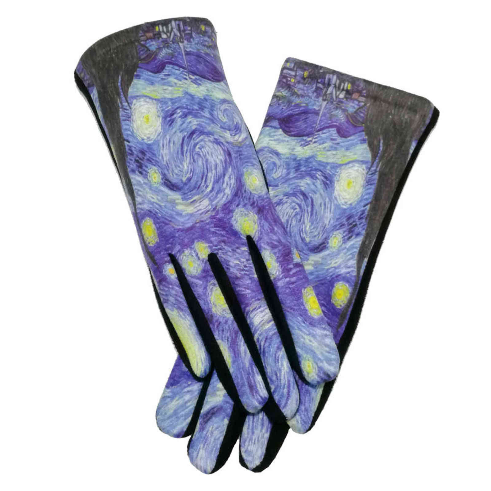 Van Gogh Oil Painting Gloves Women Digital Print Party Mittens Luxury Brand Embroidery Touch Sn Glove Femme Cycling Guantes