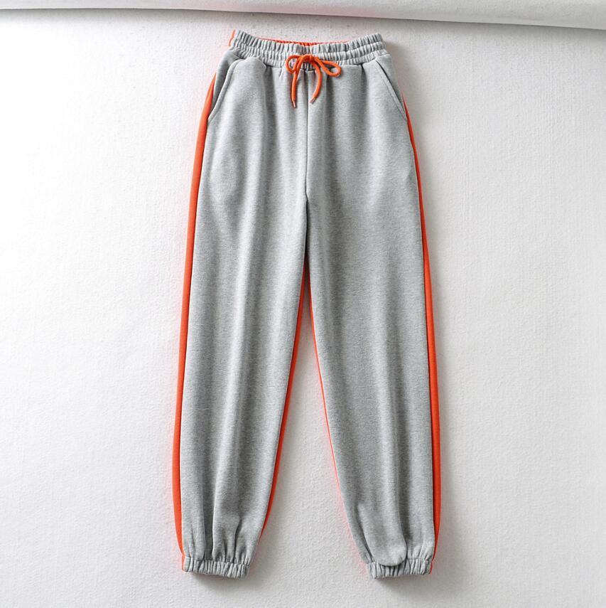 Spring Adjust Drawstring Waist Sports Pants Women Contrast Color Casual Trousers Joggers Streetwear Leisure 210429