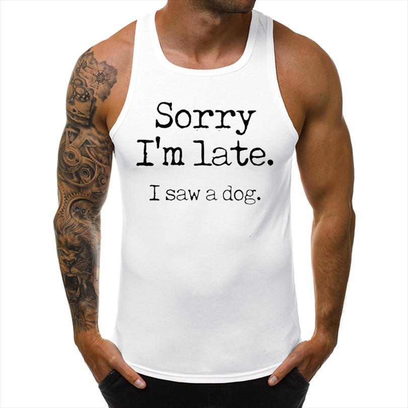 simple letters men tank sorry im late i saw a dog printed sleeveless garment singlet casual clothing fashion vest, White;black
simple letters men tank sorry im late i saw a dog printed sleeveless garment singlet casual clothing fashion vest, White;black