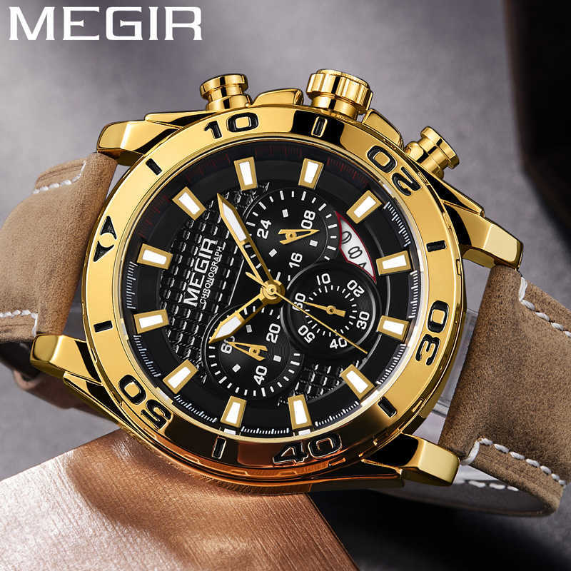 Relogio Masculino Megir Watches For Men Big Dial Fashion Chronograph Luxury Brand Leather Wristwatch s 210707, Black
Relogio Masculino Megir Watches For Men Big Dial Fashion Chronograph Luxury Brand Leather Wristwatch s 210707, Black