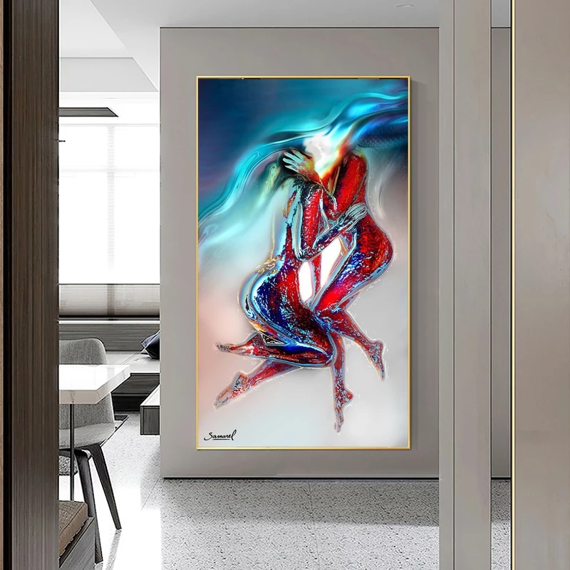 Abstract Sexy Body Nude Canvas Painting Kiss Lover Posters and Prints Wall Art Picturse for Living Room Home Decor Hotel Cuadros