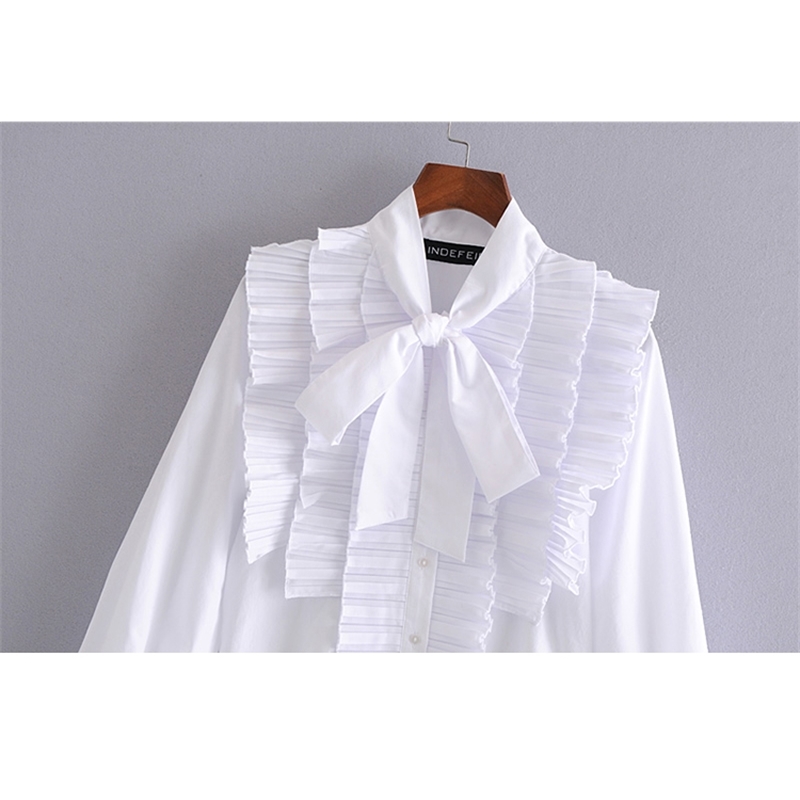 Nomikuma Crop Top Women Shirt Korean Ruffle Patchwork Sweet Tops Bow Tie Collar Long Sleeve Blouse New Short Blusas 6D953 210427