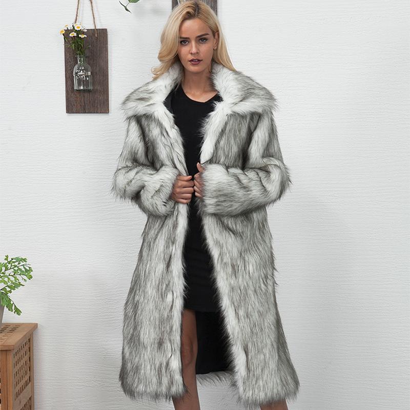 Womens Fur u0026 Faux Winter Womens Plus Size Coat Long Slim Thicken Warm Hairy Jacket Trendy Outerwear