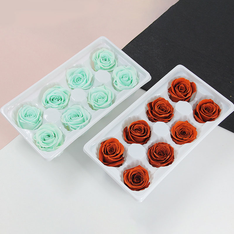 8pcs 4-5cm Everlasting Flower Rose Heads Preserved Flowers Immortal Rose Flower Valentine's Day DIY gift Box Bouquet Materials 210317