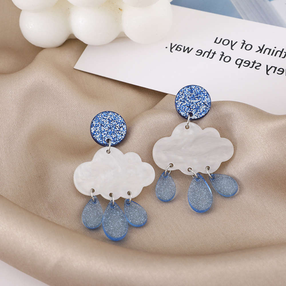 earrings Qingdao jewelry S925 silver needle fresh acrylic cloud raindrop temperament fashionable women's Earrings tide, Golden
earrings Qingdao jewelry S925 silver needle fresh acrylic cloud raindrop temperament fashionable women's Earrings tide, Golden