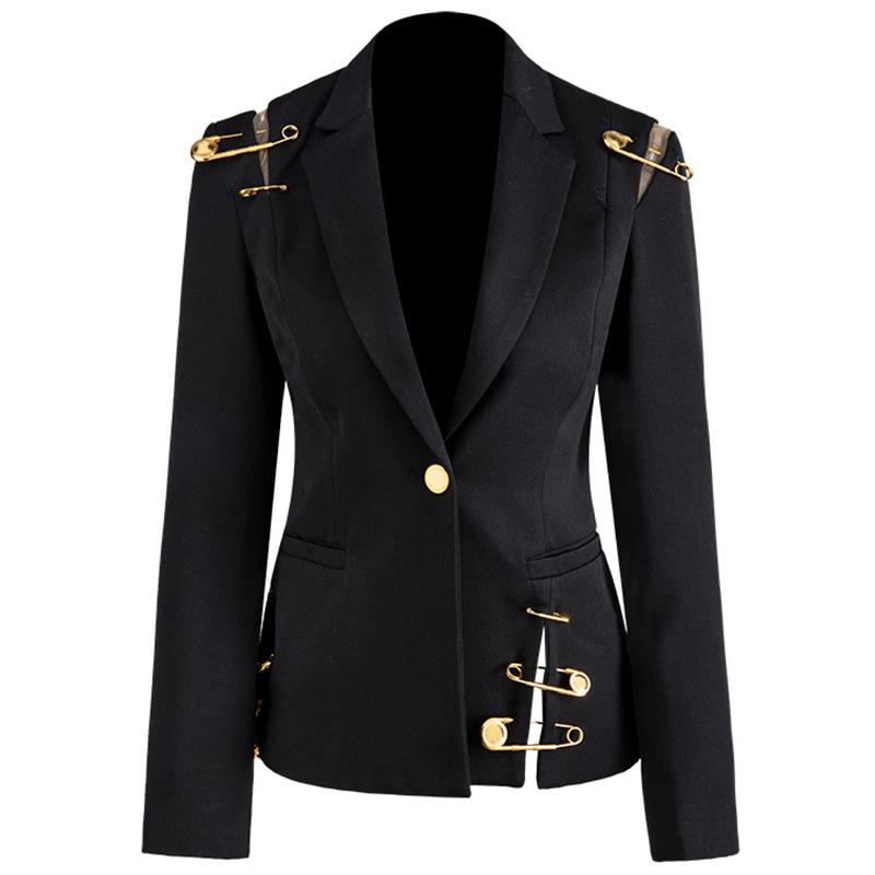 Women' Suits & Blazers Women Blazer Jacket Pins Deco Hollow Out Slim Single Button High Street Coat, Black
Women' Suits & Blazers Women Blazer Jacket Pins Deco Hollow Out Slim Single Button High Street Coat, Black