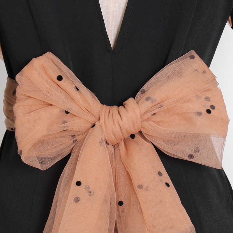 TWOTYLE Casual Hollow Out Blazer For Women Notched Long Sleeve Patchwork Mesh Hit Color Blazers Female Fashion 210930