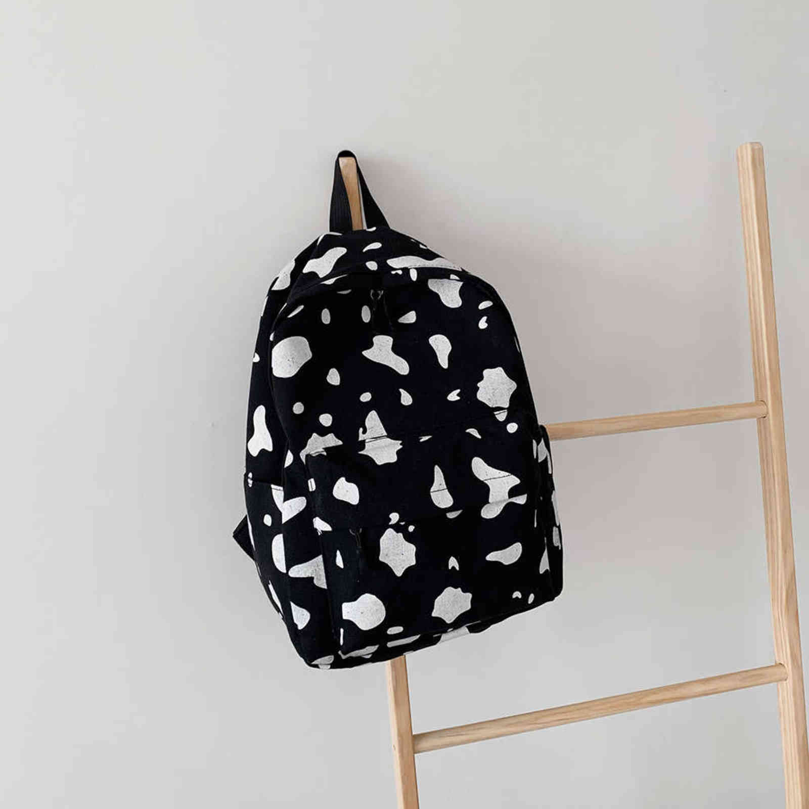 Cow Pattern Backpack For School Teenagers Girls Vintage Casual School Bag Mochila Feminina Laptop Bagpacks Bookbag Travel Bag Y1105