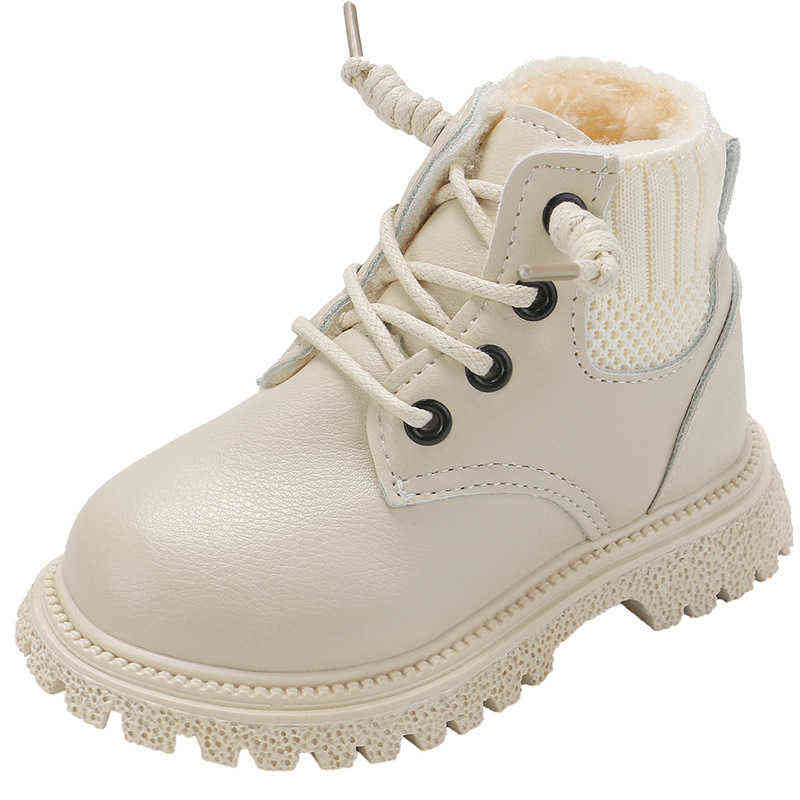 Kids Baby Girls Boots Winter Fashion Cotton Shoes Children Boys Warm Plush Boots Lace Up Fashion Velvet Snow Boots 211108