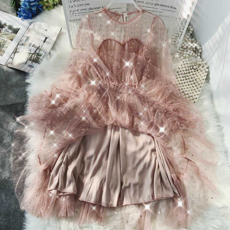 2021 New Female O-neck Stars Sequined Mesh Shiny Fairy Dress Women Elegant Bling Gauze Princess Puff Dresses Vestidos De Fiesta Y0603, Black
2021 New Female O-neck Stars Sequined Mesh Shiny Fairy Dress Women Elegant Bling Gauze Princess Puff Dresses Vestidos De Fiesta Y0603, Black