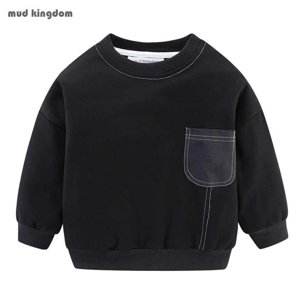Mudkingdom Big Boys Fashion Sweatshirts Drop Shoulder Pocket Long Sleeve Solid Children Tops Clothes 210615