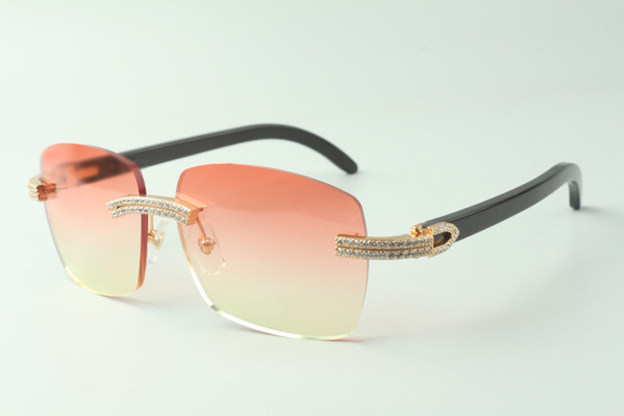 Exquisite classic double row diamond sunglasses 3524025, natural black buffalo horn temples glasses, size: 18-140 mm
Exquisite classic double row diamond sunglasses 3524025, natural black buffalo horn temples glasses, size: 18-140 mm
