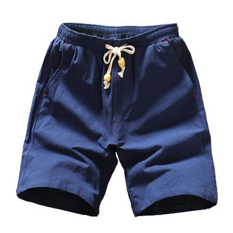 Summer Chinese Style Shorts Men Casual Beach Shorts Cotton Solid Drawstring Waist Bermuda Shorts Men Plus Size 4XL 5XL 210322