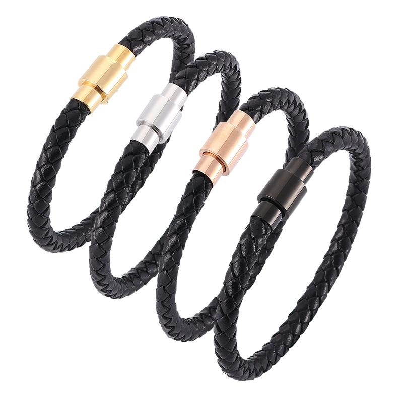 Charm Bracelets Simple Bracelet Of Men Black Genuine Leather Braided Magnetic Clasp Bangles Women Jewelry Gift BB0038
Charm Bracelets Simple Bracelet Of Men Black Genuine Leather Braided Magnetic Clasp Bangles Women Jewelry Gift BB0038
