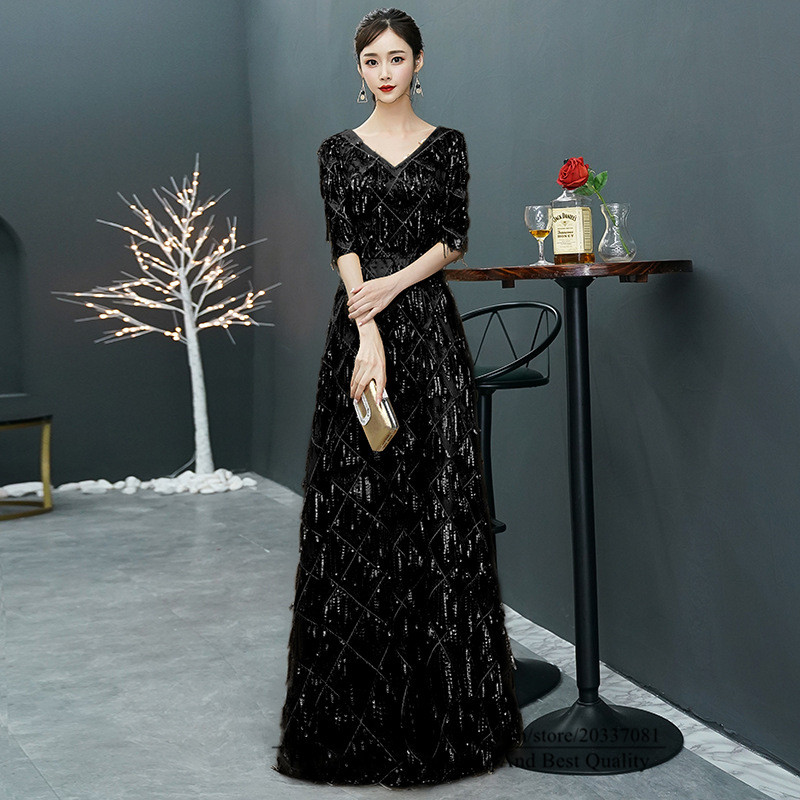 Sweety Sexy 1/2 Sleeve Deep V-Neck A-Line Formal Evening Dresses 2021 Backless Prom Party Gowns E37