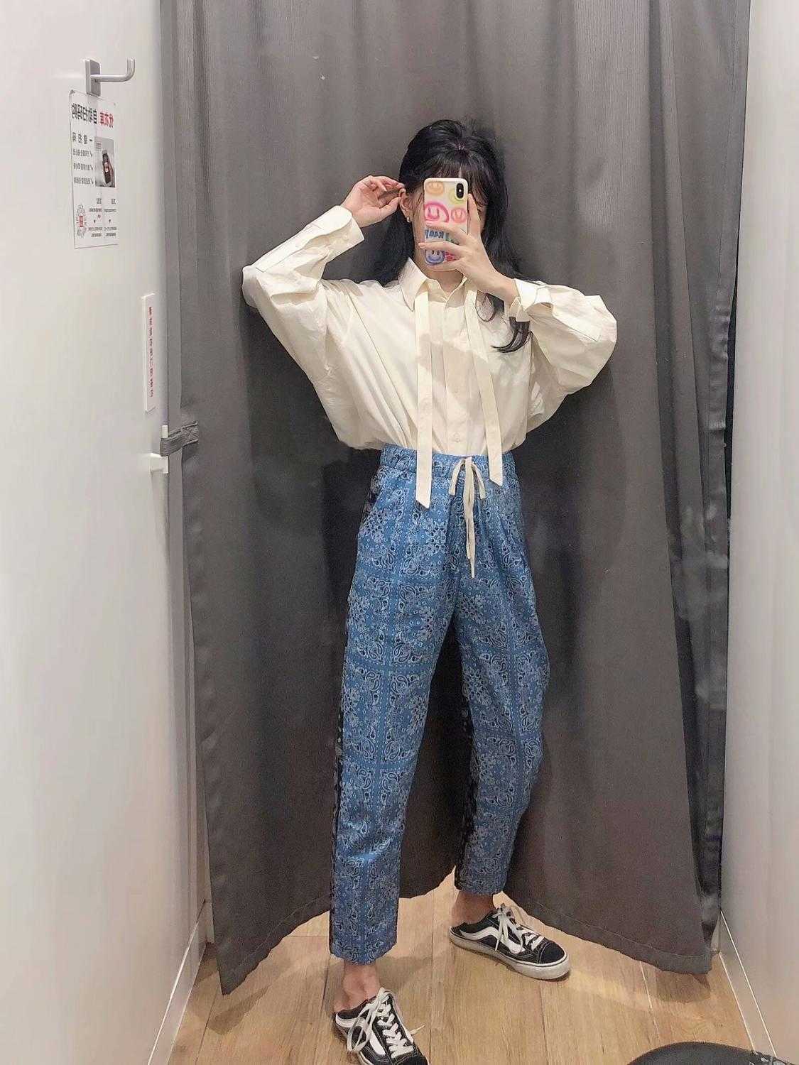 ZEVITY Women vintage patchwork totem flower print harem pants chic bow tie Trousers female pantalones mujer retro pants P952 210603