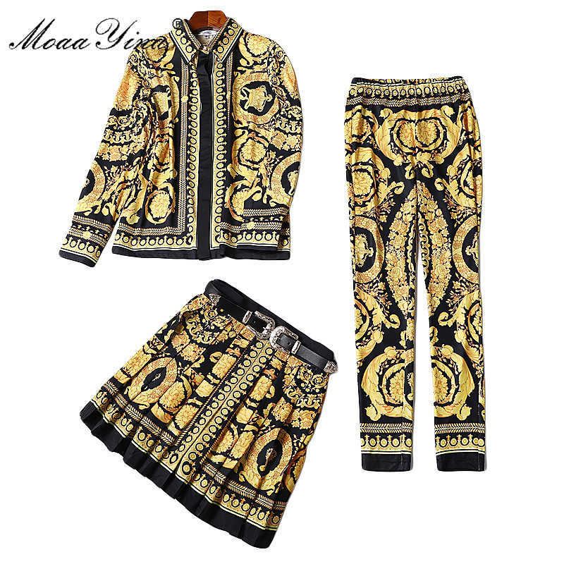 Fashion Designer Runway Set Spring Women Long sleeve Print Belt Half skirt Retro Slim shirt+Pencil pants 3 sets 210524, Yellow
Fashion Designer Runway Set Spring Women Long sleeve Print Belt Half skirt Retro Slim shirt+Pencil pants 3 sets 210524, Yellow