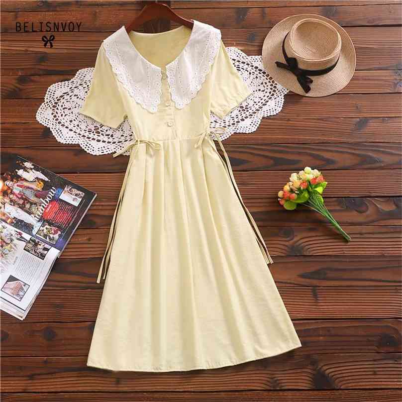 Students Mori Girl Retro Summer Solid Dress Femininos Vestidos Lace Peter Pan Collar Short Sleeve Elegant Sweet Pleated 210520, Red
Students Mori Girl Retro Summer Solid Dress Femininos Vestidos Lace Peter Pan Collar Short Sleeve Elegant Sweet Pleated 210520, Red