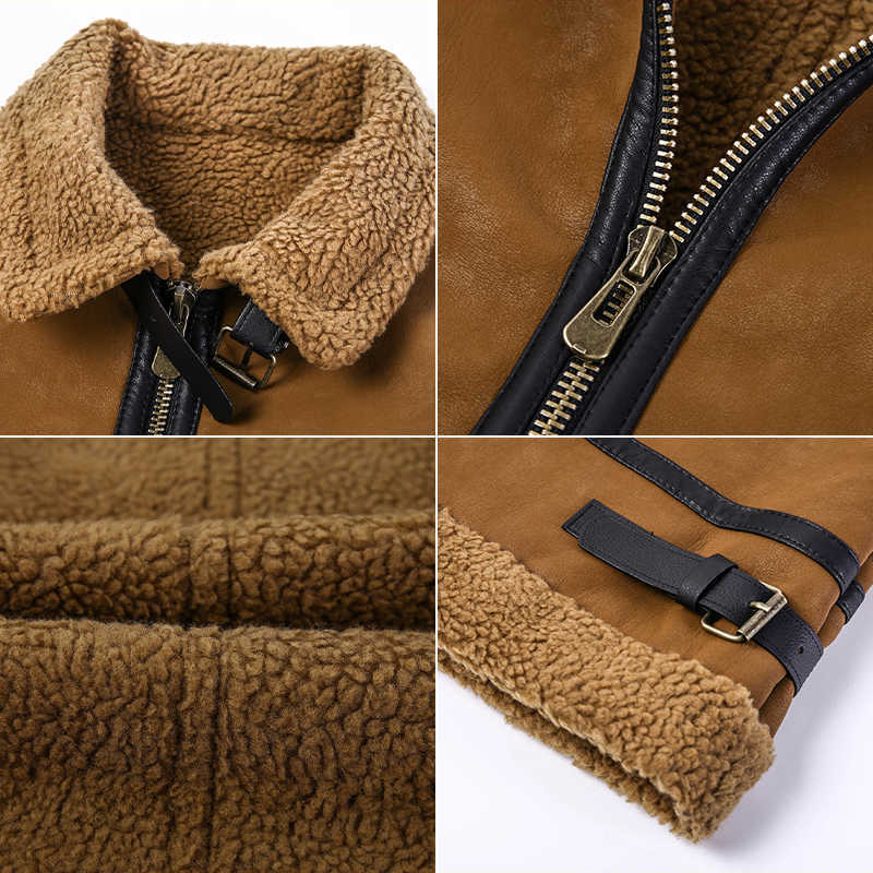 Men's Fleece Liner Leather Jackets winter Casual Fur Collar PU Biker Leather Jackets lapel Slim Thick Warm Coats Windbreakers 210603