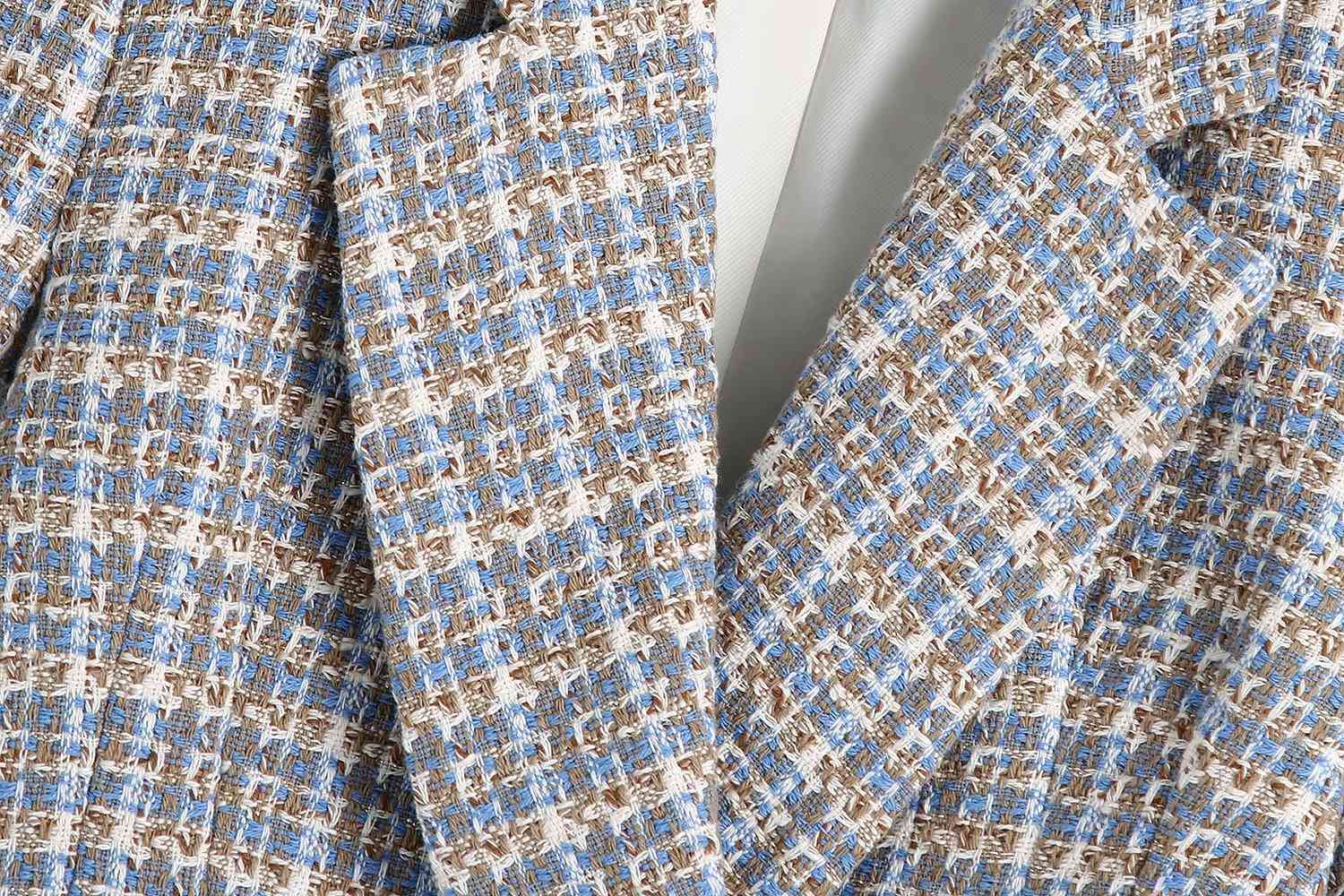 Lapel Small Fragrant Style Casual Short Texture Check Female Coat Chic Sexy Long-sleeved Women's Jacket 210507