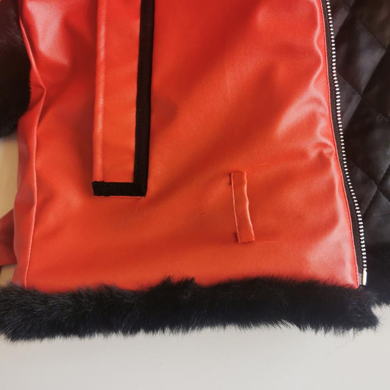 Men's Fur & Faux Leather Winter Jacket Thicken Veet Collar Hooded Zipper Color Block Patchwork Fashion Red Men AAA Discount for in-store purchase