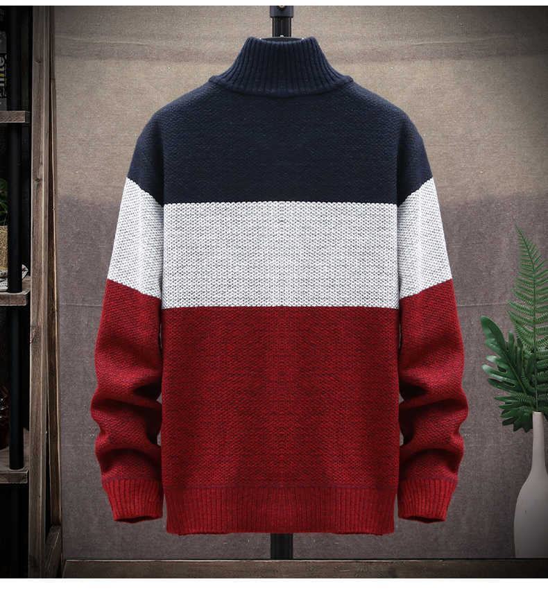 Slim Sweater Men Spring Cardigan Sweaters Mens Streetwear Thick Warm Sweaters Coat Knitted Men's Patchwork Jumper Clothing 210818