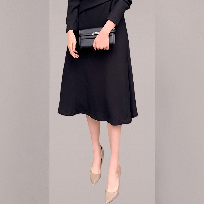 High Quality Spring Elegant Black Sexy V-Neck Dress Women Vintage Ladies Long Sleeve Party Vestidos Clothes 210520