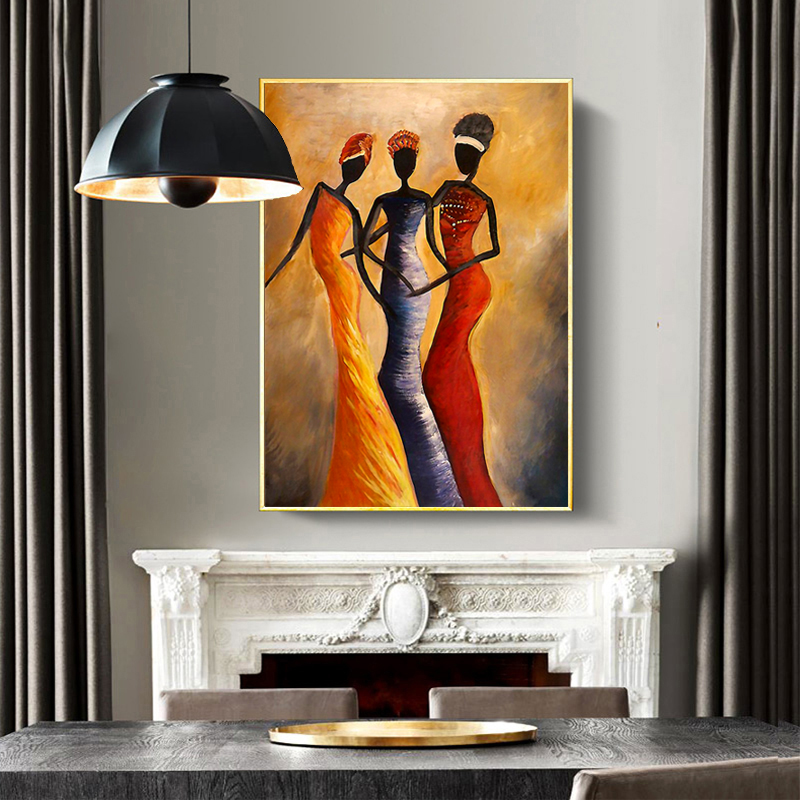 Canvas Print African Woman Portrait Oil Painting Scandinavian Posters and Prints Canvas Wall Art Pictures for Living Room Decor