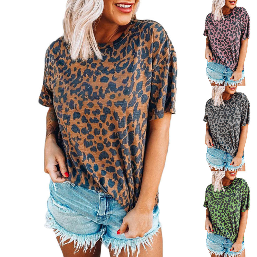 Women's T-shirt Tops Tees Leopard Print Round Neck Casual Drop Shoulder Short Sleeve
Women's T-shirt Tops Tees Leopard Print Round Neck Casual Drop Shoulder Short Sleeve